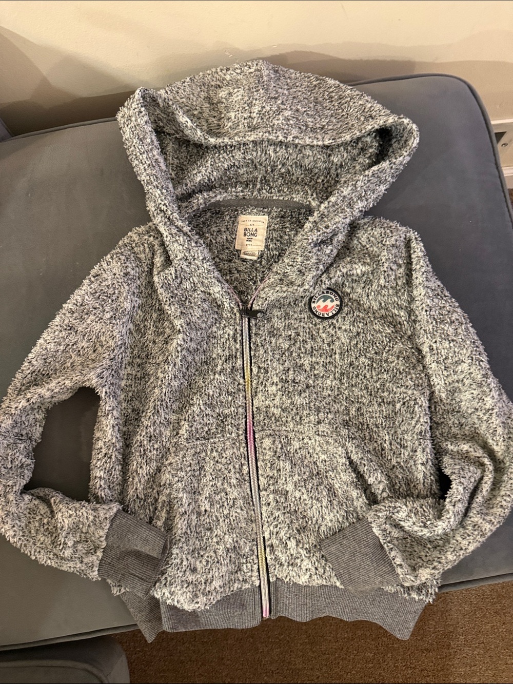 Billabong Kids Heather Gray Hooded Zip Sweatshirt